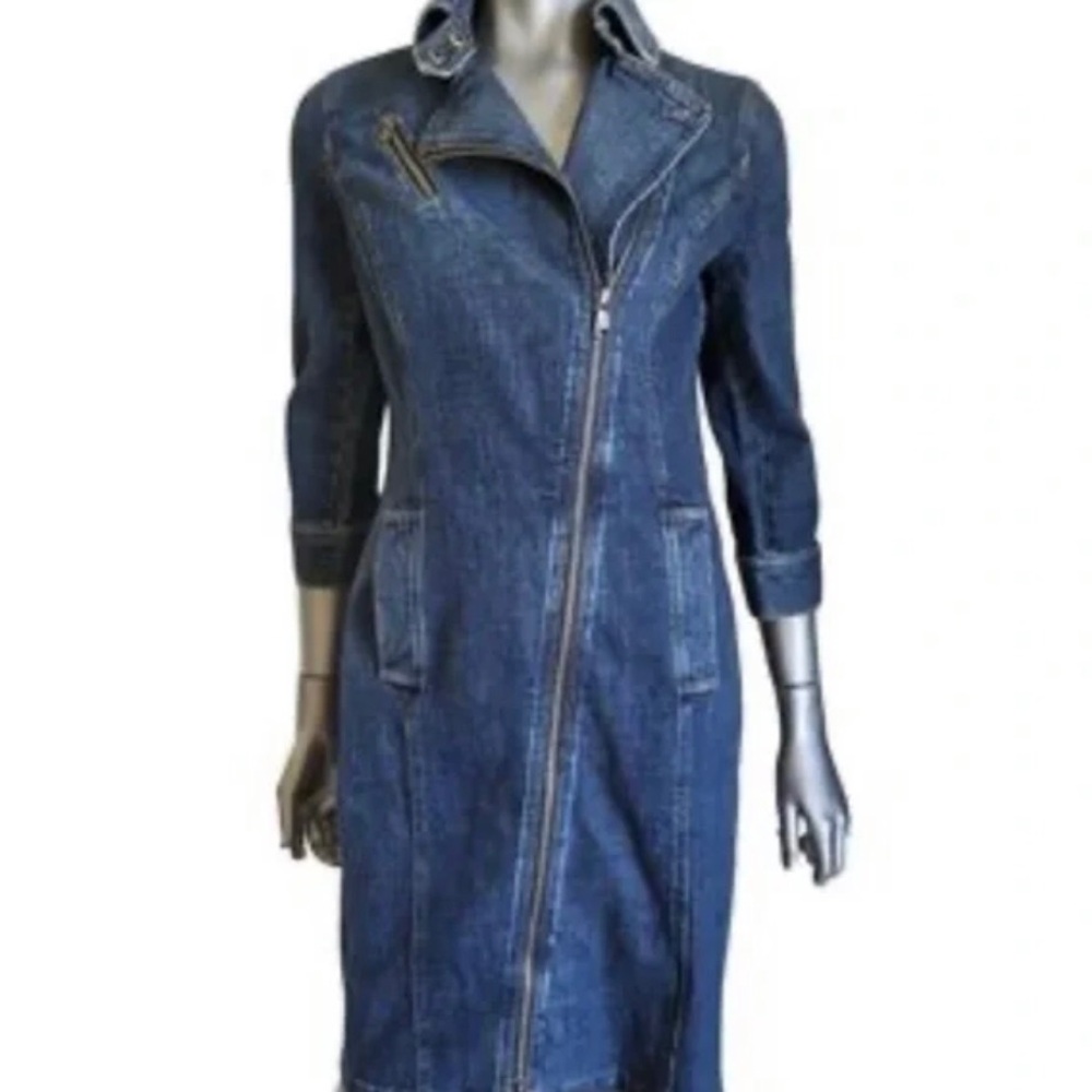 LRL Lauren/Ralph Lauren Size 6 Blue Denim Trench Coat Excellent